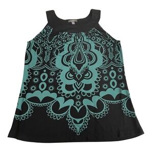 Apt 9 Teal Black Paisley Print Sleeveless Tank‎ Dress Women's Size Medium